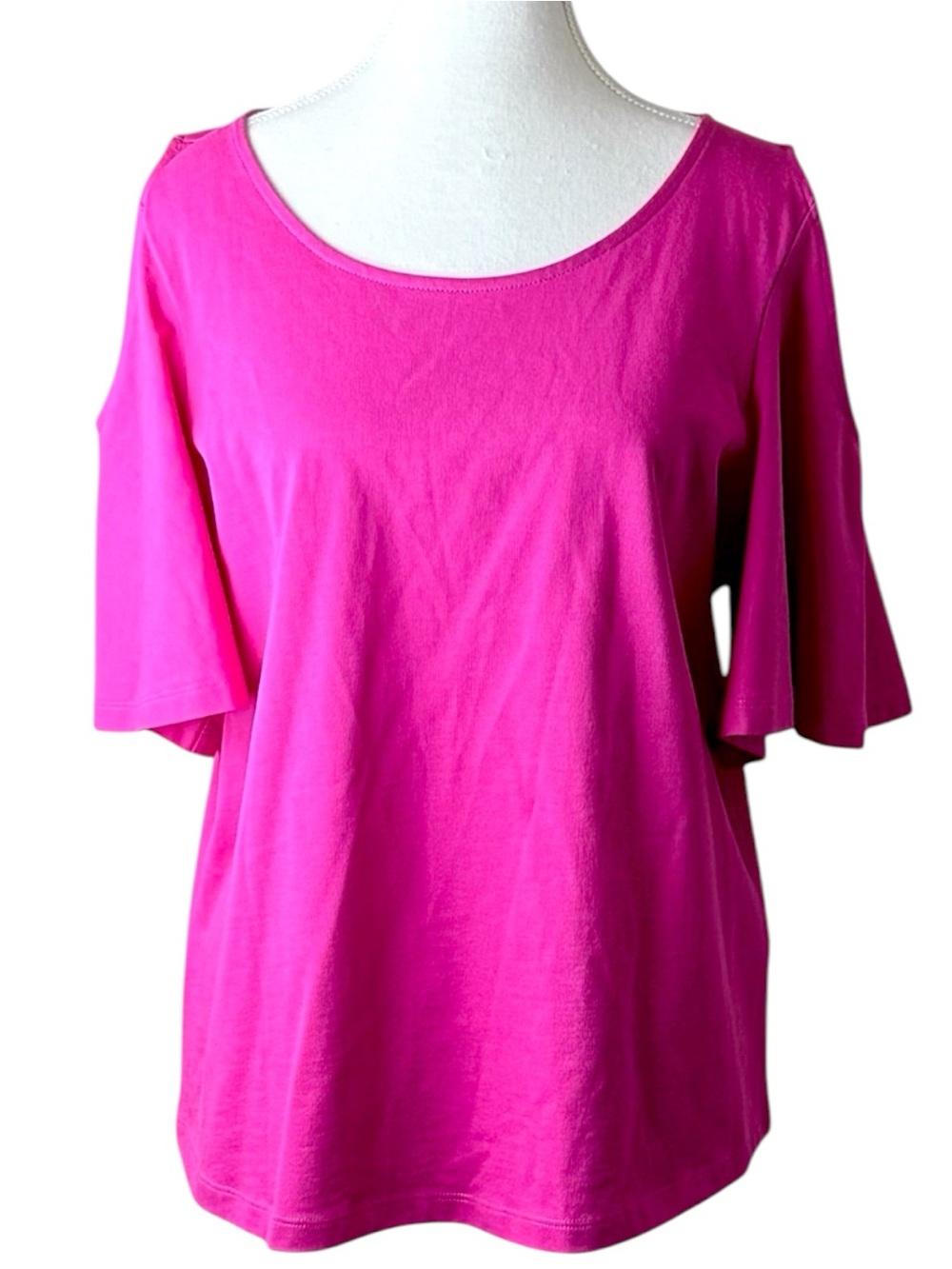 Lauren Ralph Lauren Womens Pink Cold Shoulder Bell Sleeve Top‎ Large Knit